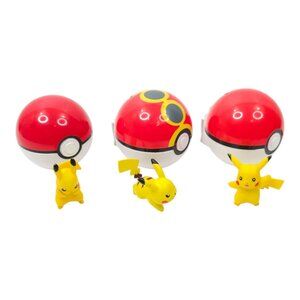 Tomy Pokemon Pikachu Clip N Carry Poke Ball Poké Super Ball Action Figures Lot